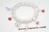 Pdbr008 Fancy Silver-tone Ring Stretch 

Bracelet with lampwork Charm