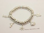 Pdbr009 lampwork Charm & Silver-tone 

Ring Stretch Bracelet