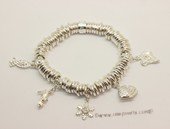 Pdbr009 lampwork Charm & Silver-tone 

Ring Stretch Bracelet