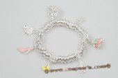 Pdbr027 lampwork Charm & Silver-tone 

Ring Elastic Wrist Bracelet