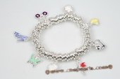 Pdbr029 Smart Silver-tone Jump Ring 

Stretch Bracelet with lampwork  Charm