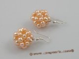 pe001  14mm ball  freshwater dangling earring with 925silver hook