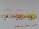 pe043 Sterling 20mm seed pearl ball design dangle earring