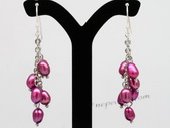 Pe075 Elegant 4-5mm Rice Shape Pearl Dangle Earrings