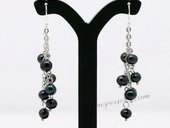 Pe078 Classic 4-5mm Black Cultured Potato Pearl Dangle Earrings