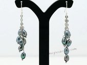 Pe079 Amazing Dangle Earrings with 4-5mm Grey Rice Pearl