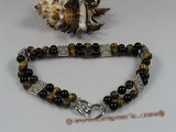 petc013  Elegant Double Strand tiger-eye's gemstone pet collar