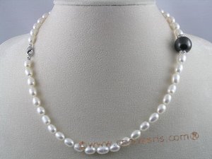 pn023 6x7mm rice shape cultured freshwater pearl necklace