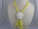 pn025 6-7mm yellow firecracker cultured freshwater pearl necklace