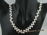 pn029 6-7mm white side-drilled freshwater pearl necklace