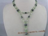 pn032 3-4mm nugget freshwater pearls with green crystal beads Multi-purpose necklace/bracelet