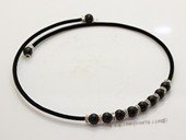 pn040  rubber cord & 8mm agate beads necklace
