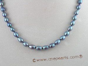 pn076 6-7mm rice shape pearl sing strands necklace with lobster clasp