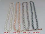 pn076 6-7mm rice shape pearl sing strands necklace with lobster clasp