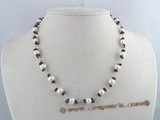 pn078 white 7-8mm potato pearls single necklace with garnets beads