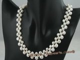 pn163 Three rows of nature white gradual change bread pearl necklace