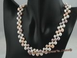 pn167 Three rows of multicolor gradual change bread pearl necklace