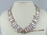 pn184 7*20mm purple middle-dirlled biwa fresh water pearl necklace