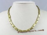 pn186 7*13mm olive green long dirlled biwa fresh water pearl necklace