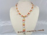 pn189 Y Style 7-8mm multi-color nugget pearl necklace