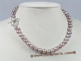 pn190 8-9mm lavender  potato shape freshwater pearls necklace with toggle clasp