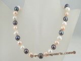 pn204 11-12mm multi-colour potato shape cultured pearl luxury single necklace