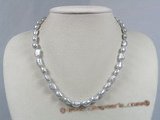 pn213 grey freshwater nugget pearl single necklace with lobster clasp