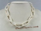 pn216 4-5mm white potato pearl rolo design choker necklace