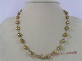 pn233 8-9mm light-coffee nugget pearl neckalce in sterling silver