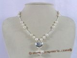 pn238 Charm potato cultured pearl xmas neckalce with sterling heart shape pendant