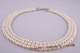 pn253 Wholesale Triple rows hand knitted bridal gradual pearl choker necklace