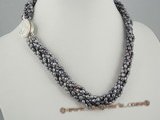 pn254 Black rice pearl choker necklace hand knotted bridal jewelries