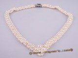 pn257 Hand knotted off-round freshwater pearl bridal choker necklace wholesale online