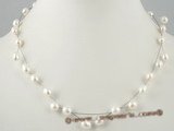 pn269 Stylish white oval pearl with silver wire pearl necklace in wholesale