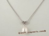 pn271 Elegant 10-10.5mm oval drop  pearl 925silver mesh chain necklace in wholesale