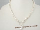 pn277 cultured 7-8mm frehswater keshi pearl necklace in Y style design