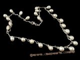 pn286 Shining hand warpped 6-7mm rice shape pearl necklace in sterling silver