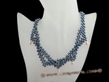 pn326 Fashion hand Knitted layer pearl bridal necklace in black style