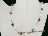pn332 Smart mixcolor freshwater potato pearl tin-cup costume necklace
