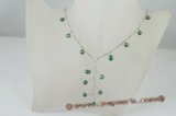 pn355 Pattern Three pendant green potato pearl Y style costume necklace