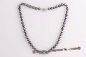 pn364 8-9mm black freshwater round pearl princess necklace