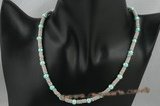 pn388 Elegance blue potato pearl& metal spacer princess necklace