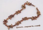 Pn394 Hand knotted brown freshwater biwa pearl princess necklace