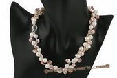 pn400 Two strands purple keshi pearl and potato pearl twisted necklace