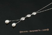 pn403 Sterling silver pearl drop chain necklace