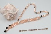 Pn418 Designer Smoking Quartz & Freshwater Potato Pearl Spring Necklace