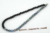 Pn421 Hand Knotted Rice Pearl & Agate Beads Prom Necklace