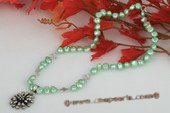 Pn429 Handmade Nugget Pearl Necklace with 925 silver Flower Pendant