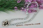 Pn433 Handcrafted Grey Nugget Pearl Princess Necklace with Flower Charm