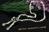 Pn438 Affordable Nugget Pearl and 925 Silver Flower Pendant Necklace